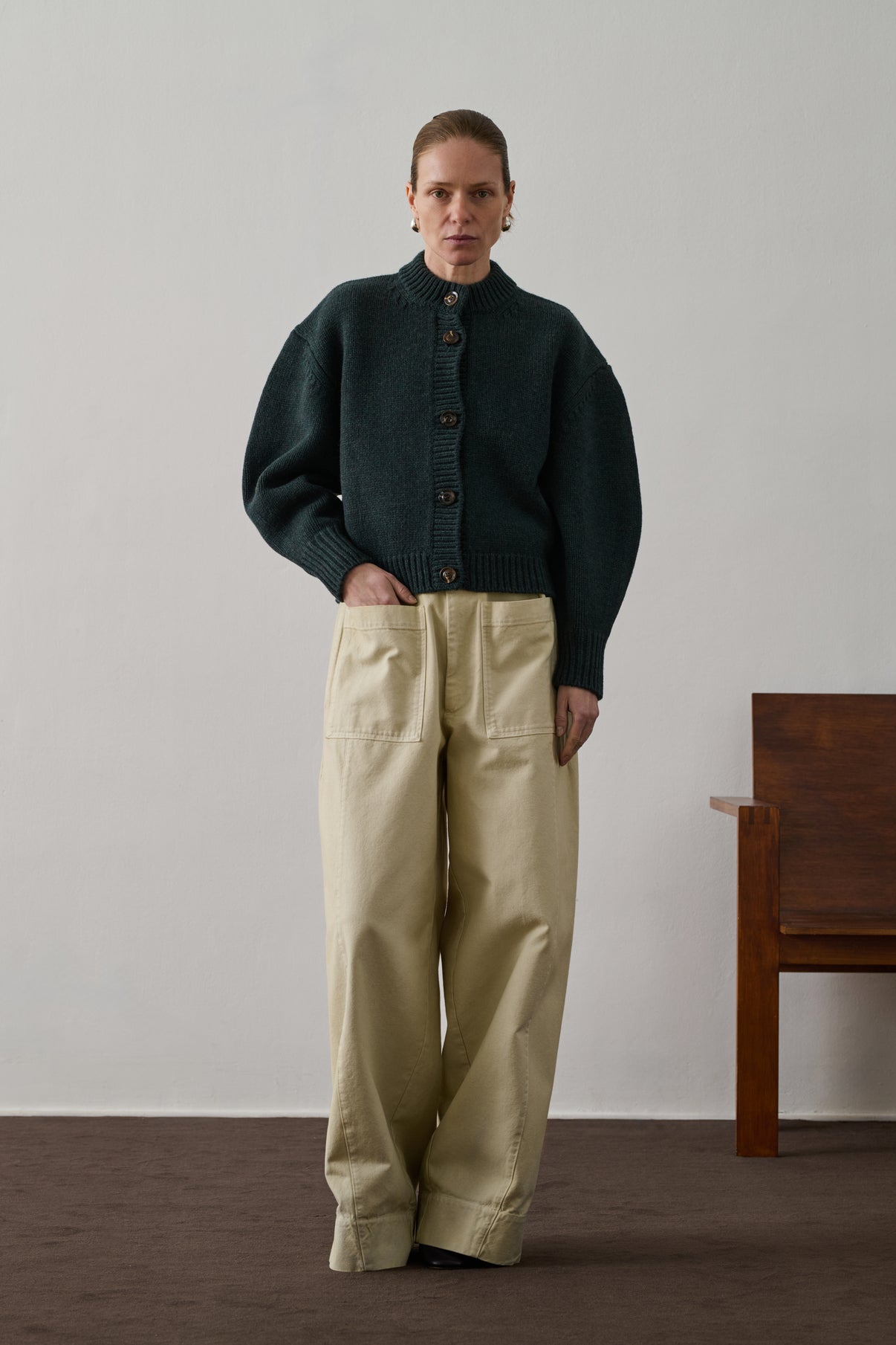 Cardigan Leonard - Vert Forêt - Laine - Femme vue 1