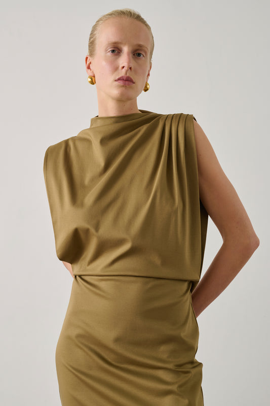 Robe Gemma - Beige Vert - Coton - Femme